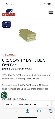 URSA Cavity Batt 175mm A1 Fire Rated Insulation • £2000