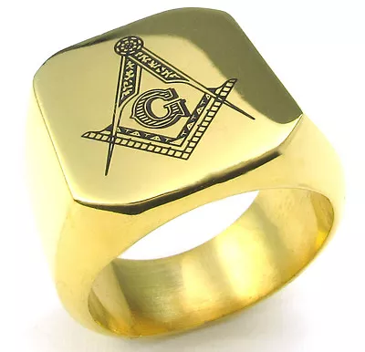 Freemasonry Shack Free Mason Ring Choose(1)Steel Black Silver Gold Masonic Rings • $27.99