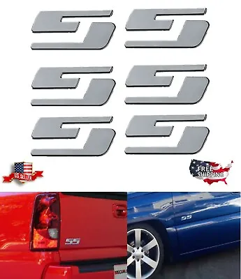 THREE= Chrome SS Emblems For Chevy Silverado GMC Sierra 7 X1.6  BIG Stick Badges • $30