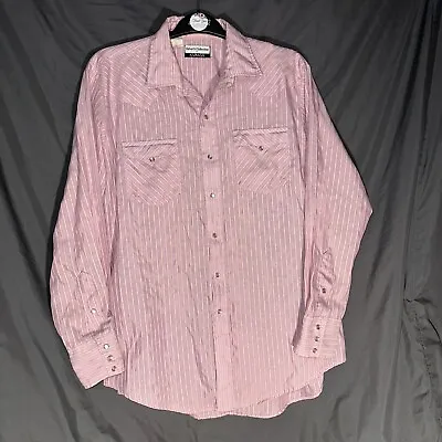 Vintage Pearl Snap Western Shirt Silver Collection By Karman Long Sleeve Pink • $19.95