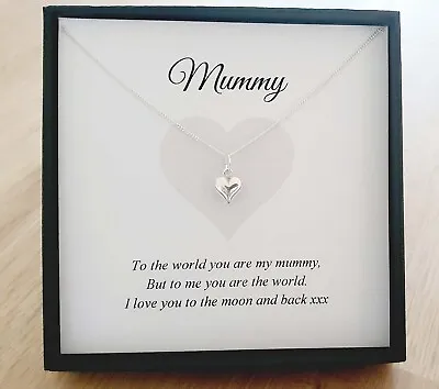 Mummy Silver Heart Necklace 925 Sterling Silver Jewellery Gift For Women • £20.99