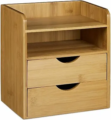 4 Tier Bamboo Desk Unit Stationary Storage Wood Mini Desk Top Organiser  • £12.90