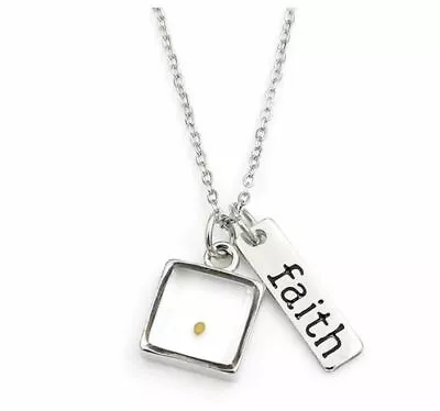 Faith Like A Mustard Seed Necklace Matthew 17:20 Bible Silver Christian Square • $16.99