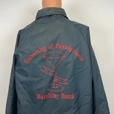 University Of Pennsylvania Marching Band Satin Jacket Vtg Ivy League College L  • $69.99