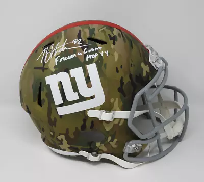 Michael Strahan Signed New York NY Giants Camo F/S Helmet 2 Insc HOF COA 537 • $489.99