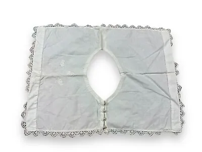 Vtg Detachable White Square Lace Trim Collar RBG Cottage Embroidered Buttons • $21.50