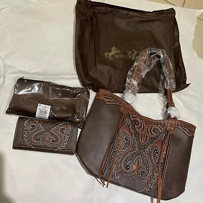 Montana West Cut-Out Boot Scroll Concealed Carry Tote & Matching Wallet NEW • $45.99