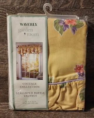 £29.12 • Buy Waverly Garden Room Cottage Field Of Flowers VALANCE Ruffled Scalloped Yellow