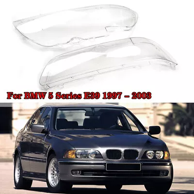 Fits 1996-03 BMW E39 Facelift 528i 540i 525d Clear Headlight Lens Cover Shell 2X • $56.99