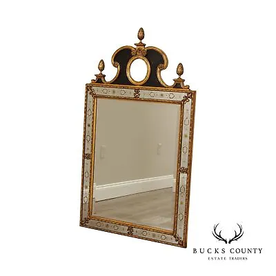 Venetian Style Vintage Ebonized And Gilt Framed Wall Mirror • $965
