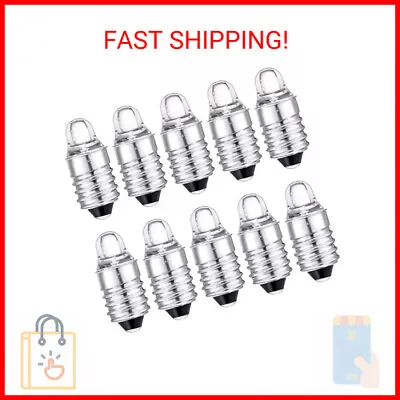 Honoson 10 Pieces E10 LED Bulbs 3 Volt Miniature Flashlight Bulbs E10 Replacemen • $11.75