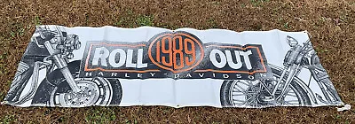 Vintage Harley 1989 HARLEY ROLL OUT Sign Advertising Banner NOS 8’ X 3’ 3C • $175