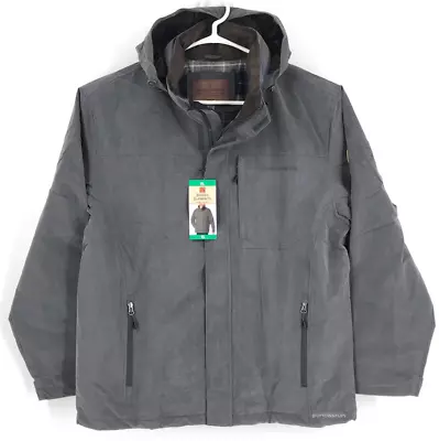 Rugged Elements Mens Jacket XL Gray Full Zip Hooded Wind Water Resistant Lined • $19.99