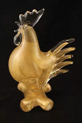 Seguso Murano Gold Fleck Rooster Art Glass Figurine Italy Signed • $735