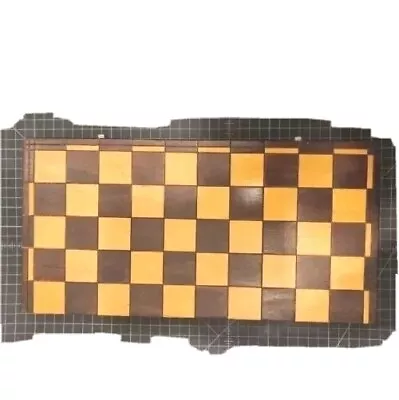 Vtg Wooden Chess Board Folding Storage Case 16  With 47 Wooden Draught Checkers • $66