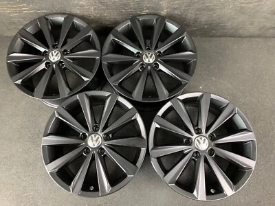 $795 • Buy (4) VW Golf Satin Black Powder Wheels Rims + Caps 17  Hol.69944 EOS GTI Jetta