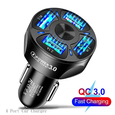 $9.40 • Buy FAST CAR CHARGER 4 USB Port For Iphone Samsung Cigarette Lighter Socket Adapter