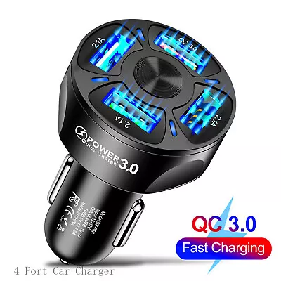 FAST CAR CHARGER 4 USB Port For Iphone Samsung Cigarette Lighter Socket Adapter • $9.40