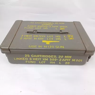 Vietnam Era 25 Cartridge 20MM Military Empty Ammunition Ammo Box For M139 20 MM • $47.96