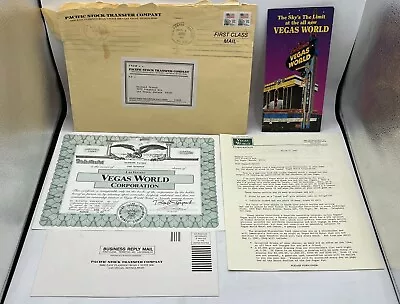 Vintage 1987 Las Vegas World Casino Stock Certificate Letter Flyer Bob Stupak • $49.99