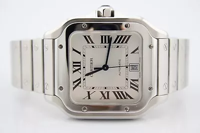 Cartier Santos De Cartier Stainless Steel Silver Dial Large Watch WSSA0018 • $6500