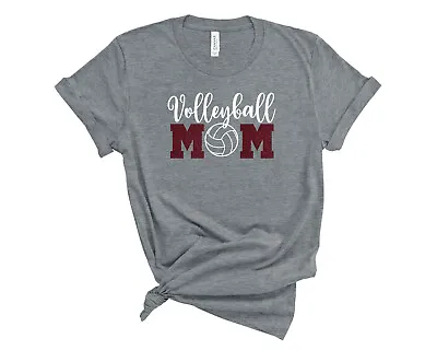 Personalized Volleyball Mom Glitter T-Shirt Custom Volleyball Mom Sports Tee • $24.17