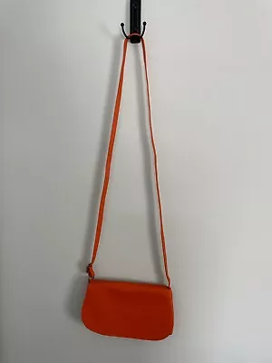 VERA PELLE Crossbody Bag - Genuine Leather Orange Purse - Made In Italy - *NEW* • $29.99