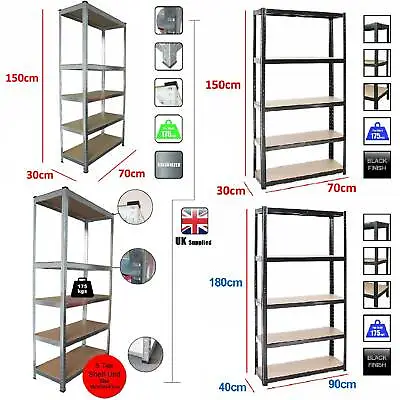 Boltless 5 Or 4 Tier Heavy Duty Garage Storage Metal Steel Shelving Racking Unit • £29.95