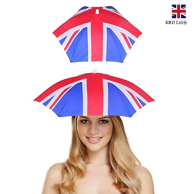 Union Jack Umbrella Hat Adult Folding Cap Street Festival Fancy Dress Party H807 • £4.91