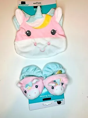Bnwt Baby Unicorn Baby Bib And Slippers Adorable Gift Set Fits 0-12 Months • $15