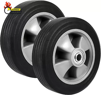8 Inch Wheels Solid Flat Free Tires Replacement - Hand Truck Dolly Car - 2 Pack • $27.39