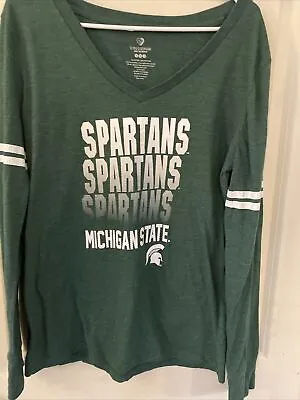 Womens Michigan State Spartans Long Sleeve Shirt Size X-LARGE Green Jersey Style • $13