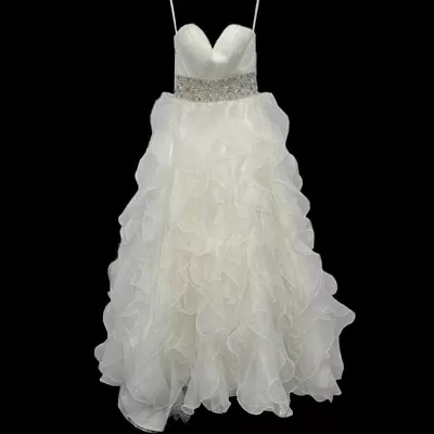 Madeline Gardner Mori Lee Wedding Dress UK 8 White Ruffle Embellished RMF53-RP • £94.99