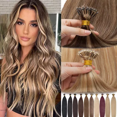 Highlight 200PCS THICK 100% Remy Human Hair Extensions Micro Loop Nano Ring Bead • $31.29