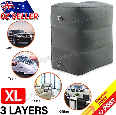 $18.93 • Buy Travel Air Pillow Foot Rest Inflatable Cushion XL 3 Layers Car Leg Footrest NEW
