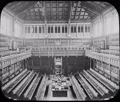 £15 • Buy B&W Glass Magic Lantern Slide HOUSE OF COMMONS C1890 VICTORIAN PHOTO LONDON 