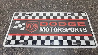 Old Stock Metal Embossed Ram Head Dodge Motorsports Checkered License Plate • $13.29