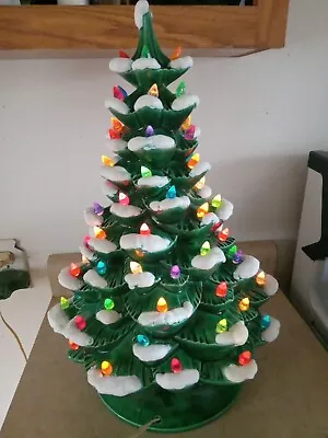 Rare Vintage Arnels 18” Snow Ceramic Christmas Tree + Stand • $150