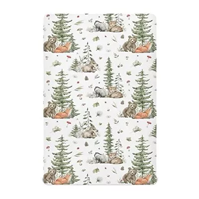 Woodland Forest Animals Deer Fox Fitted Crib Sheet For Girls And BoysSoft Bre... • $40.61