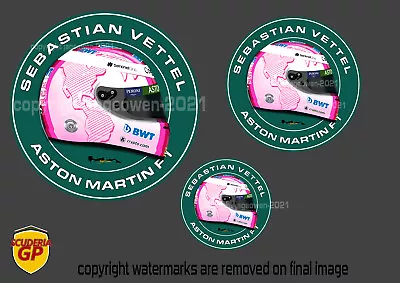 X2 Sebastian Vettel Aston Martin / Ferrari F1 Circle Helmet Stickers Vinyl • $6.83