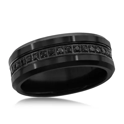 Black CZ Eternity Tungsten Ring • $96