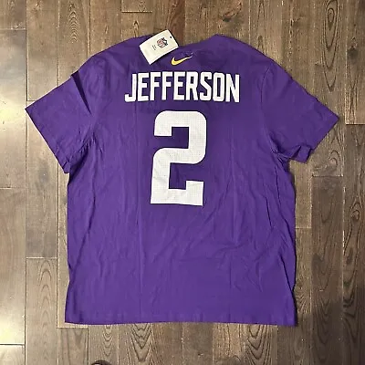 Minnesota Vikings Justin Jefferson NIKE Purple Number 2 Jersey T-Shirt NWT 2XL • $11