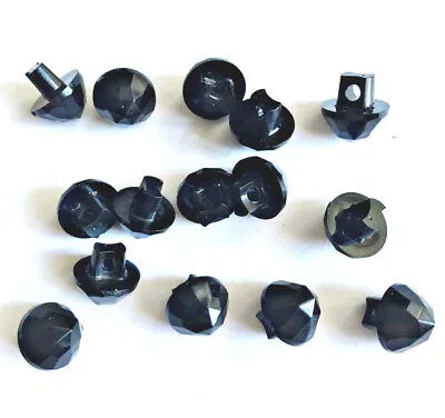 $4.60 • Buy 15 Pc Jet Black Plastic Faceted Shank Buttons,  3/8  In Diameter