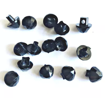 $4.60 • Buy 15 Pc Jet Black Plastic Faceted Shank Buttons,  3/8  In Diameter