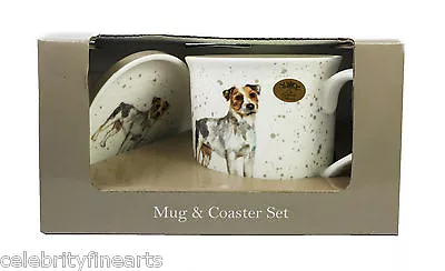 German Shepherd / Jack Russell CHINA Mug & Coaster Gift Boxed Great PRESENT IDEA • £2.99