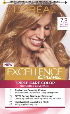 L'oreal Paris Women Excellence Hair Dye Cream - 7.3 Golden Blonde • £12.16