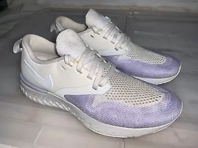 Womens NIKE Odyssey React Flyknit 2 White Lavender Mist Sneakers Sz US 6 #26602 • $45