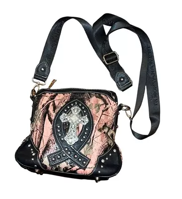 Montana West  Pink And Black Crossbody Bag Purse With Cross Embellished • $19