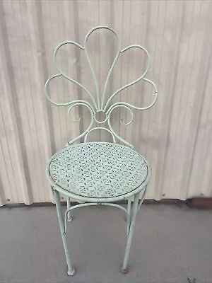 Vtg Metal Vanity Boudoir Ice Cream Parlor Patio Peacock Chair Mid Century Shabby • $68