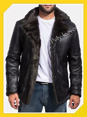 Winter Genuine Black Sheep Leather Coat New Style Fully Fur Lined Men’s Jacket • $200